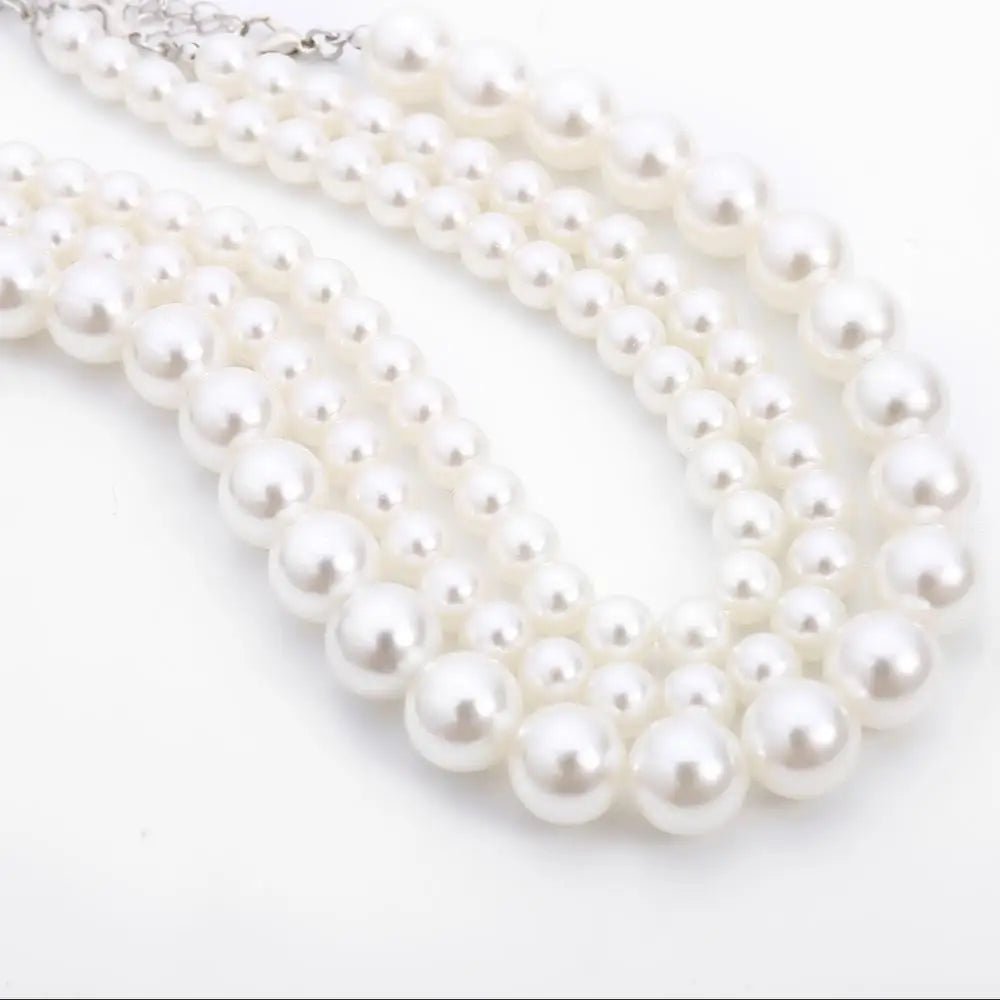 Années 50 Collier Vintage Trois Rangs de Perles - Ma Penderie Vintage