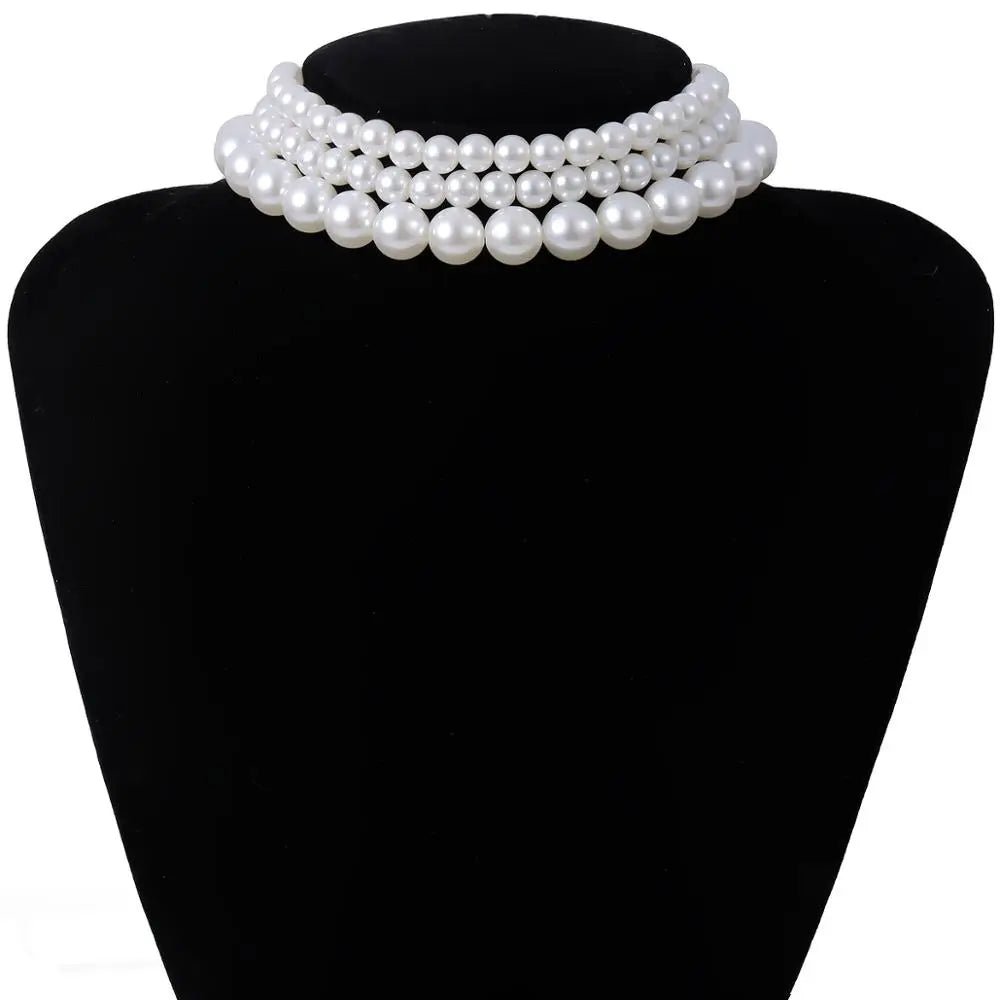 Années 50 Collier Vintage Trois Rangs de Perles - Ma Penderie Vintage