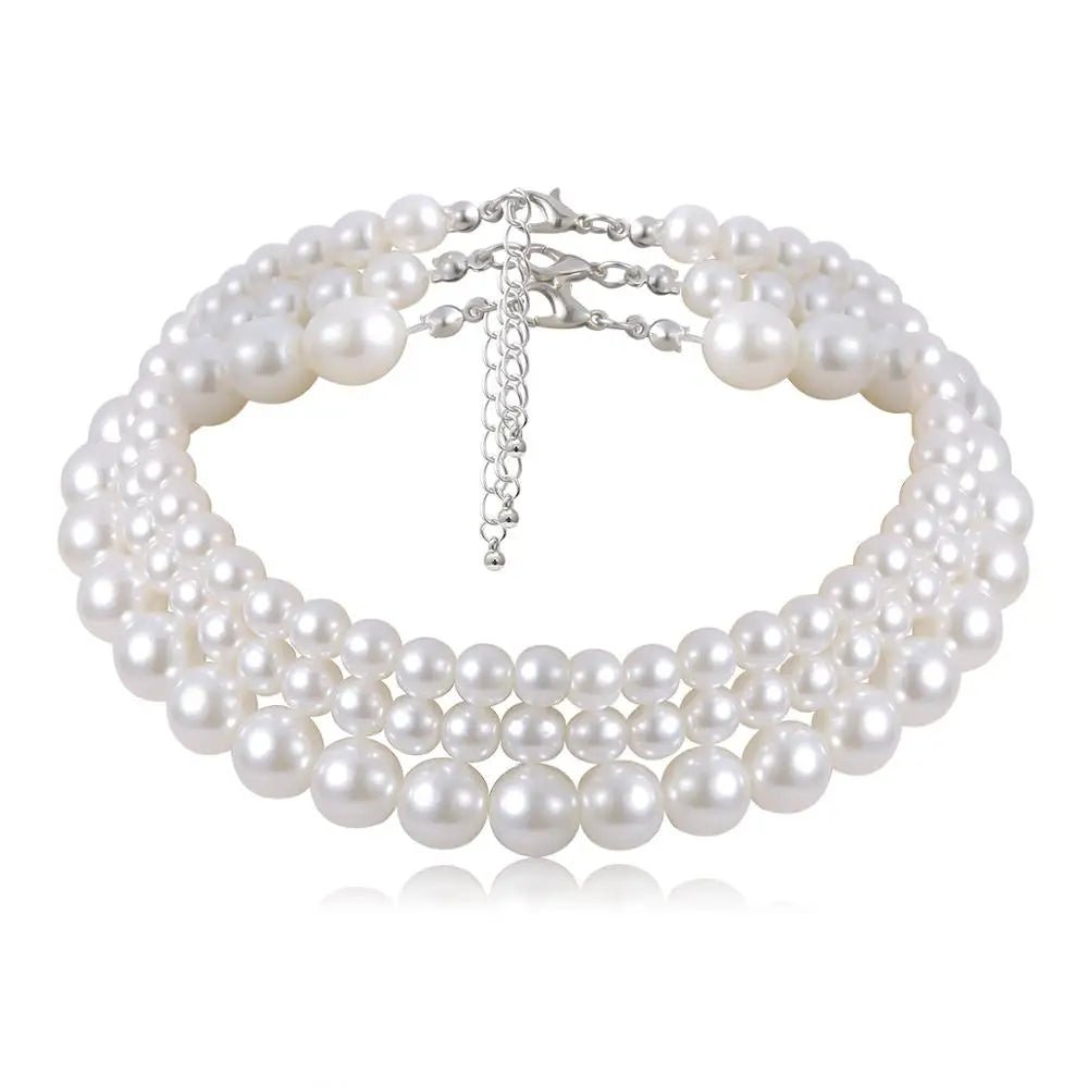 Années 50 Collier Vintage Trois Rangs de Perles - Ma Penderie Vintage