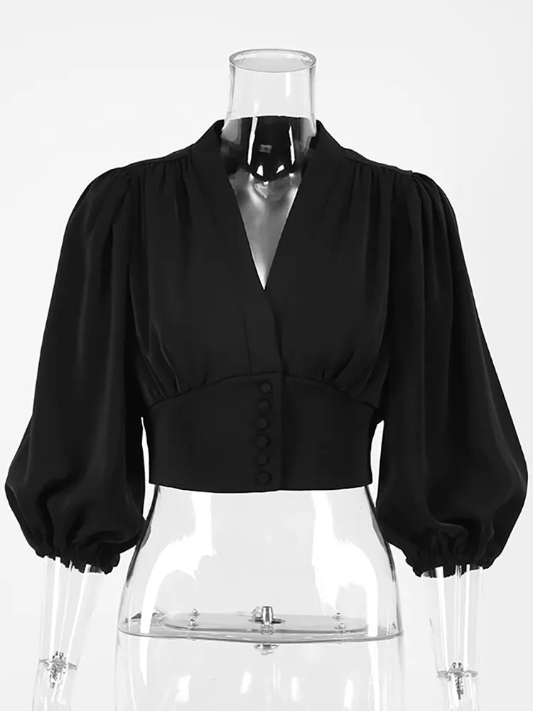 Années 70 Chemisier Manches Bouffantes Rétro Ossie - Ma Penderie Vintage