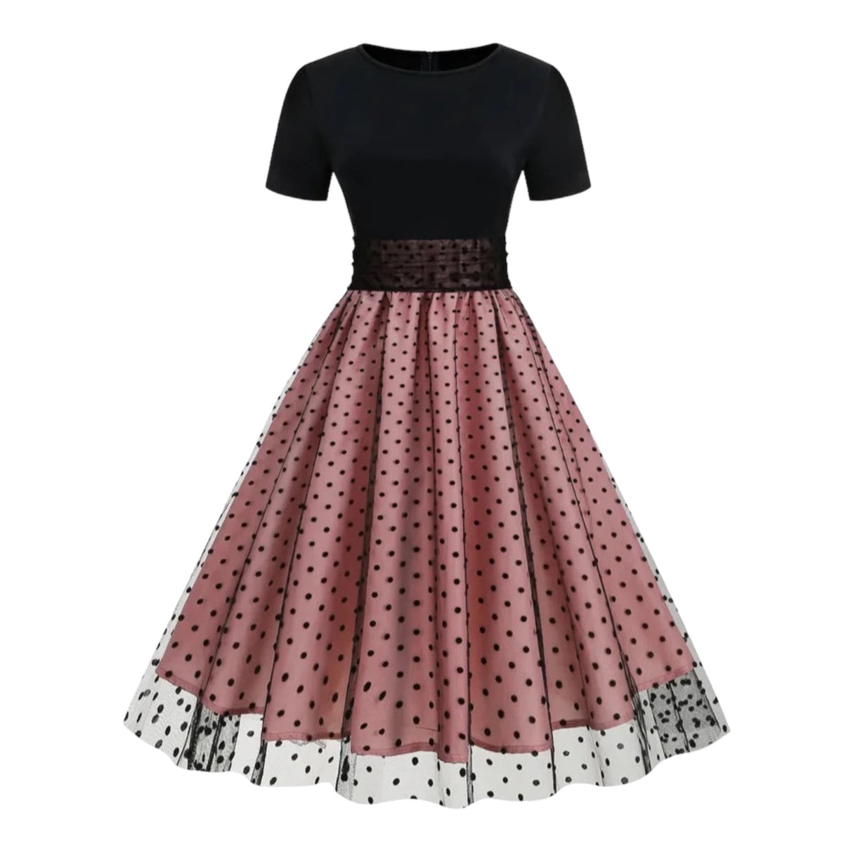 Années 50 Robe Évasée Pin Up Tulle À Pois - Ma Penderie Vintage