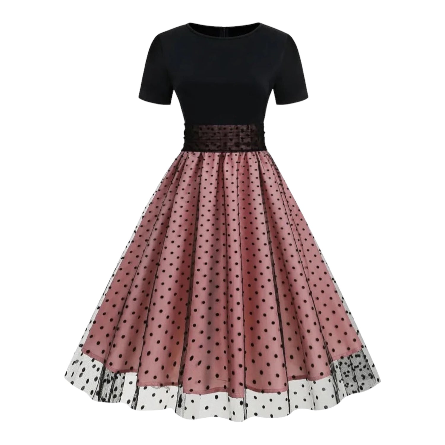 Années 50 Robe Évasée Pin Up Tulle À Pois - Ma Penderie Vintage