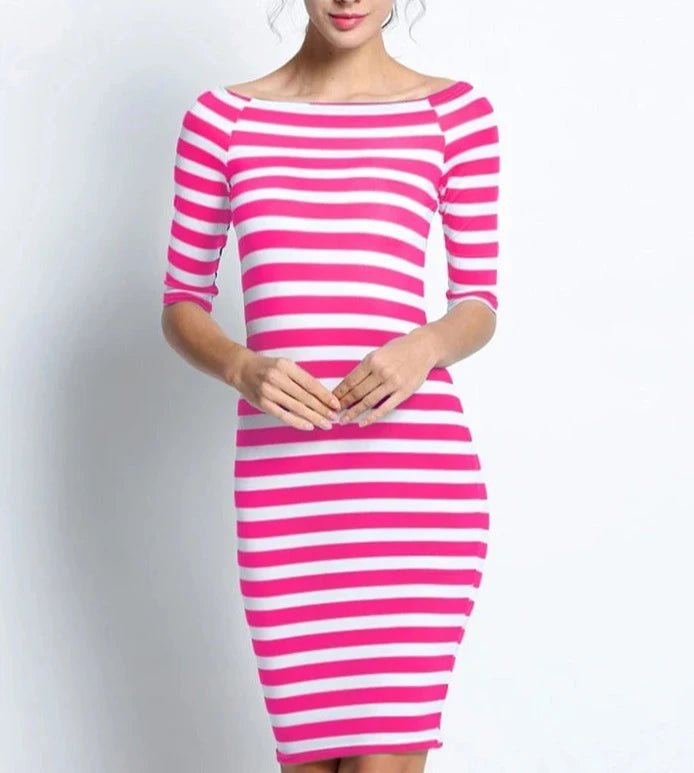 Années 60 Robe Crayon Marinière Rétro Bardot - Ma Penderie Vintage