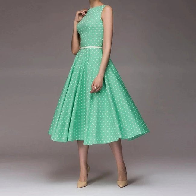 Années 50 Robe Business Évasée À Pois Julia - Ma Penderie Vintage