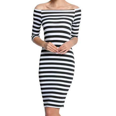 Années 60 Robe Crayon Marinière Rétro Bardot - Ma Penderie Vintage