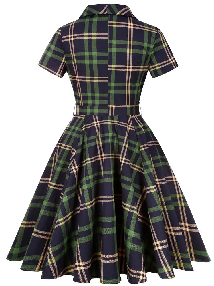 Années 40 Robe Swing À Carreaux Rétro - Ma Penderie Vintage