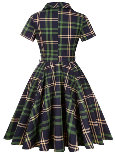 Années 40 Robe Swing À Carreaux Rétro - Ma Penderie Vintage