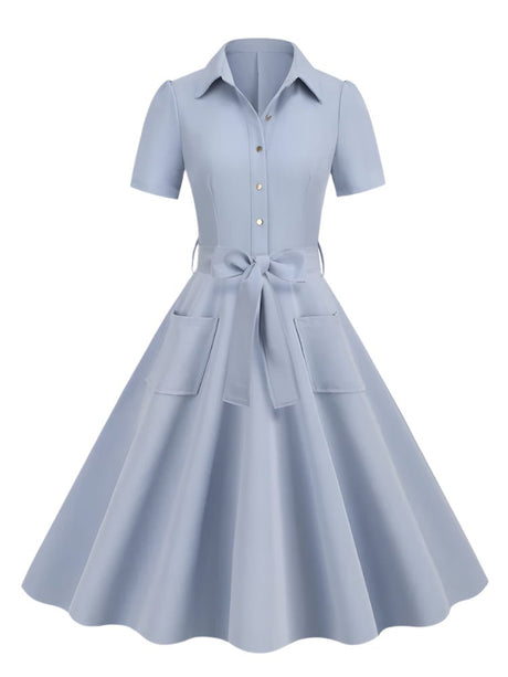 Années 50 Robe de Jour Évasée Vintage Manches Courtes - Ma Penderie Vintage