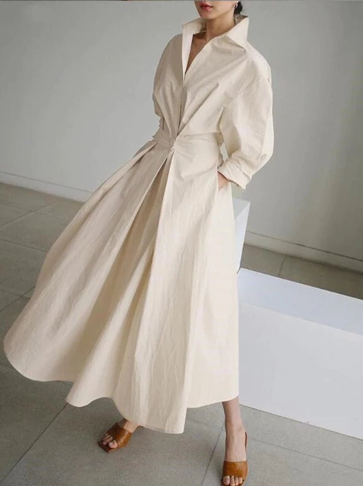 Années 40 Robe Chemise Trapèze Vintage Popeline - Ma Penderie Vintage