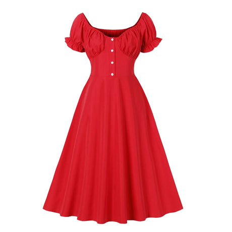 Années 50 Robe Midi Manches Volants Rome - Ma Penderie Vintage