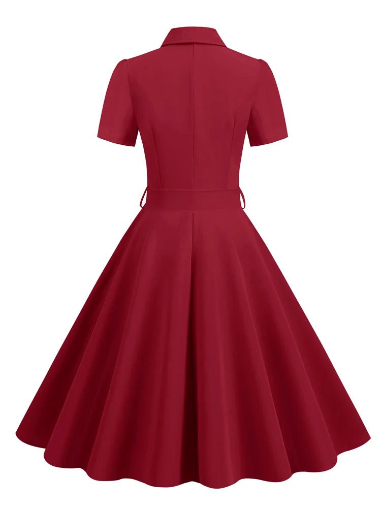 Années 50 Robe de Jour Évasée Vintage Manches Courtes - Ma Penderie Vintage