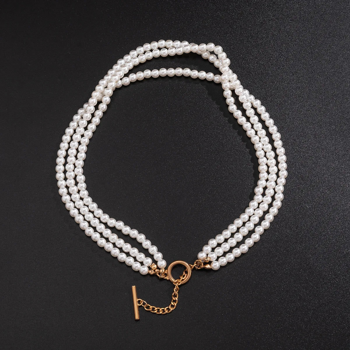 Années 50 Collier Vintage Trois Rangs de Perles - Ma Penderie Vintage