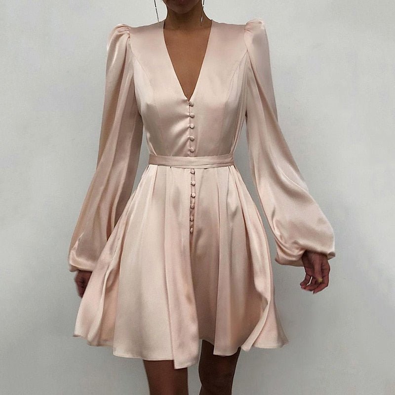 Années 70 Robe Courte Satin À Boutons - Ma Penderie Vintage