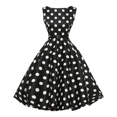 Années 50 Robe Évasée Pin Up Bettie Page Imprimé À pois - Ma Penderie Vintage