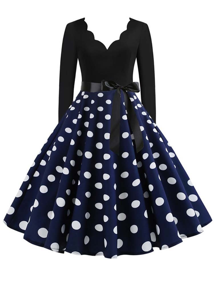 Années 50 Robe Évasée Rétro À Pois Lucille - Ma Penderie Vintage