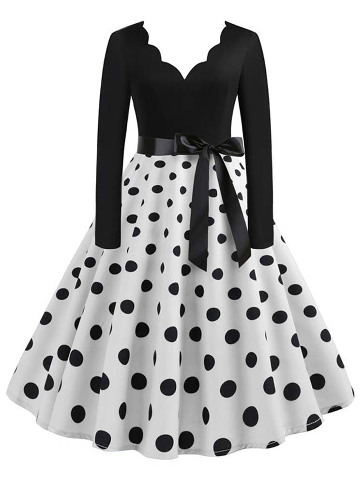 Années 50 Robe Évasée Rétro À Pois Lucille - Ma Penderie Vintage