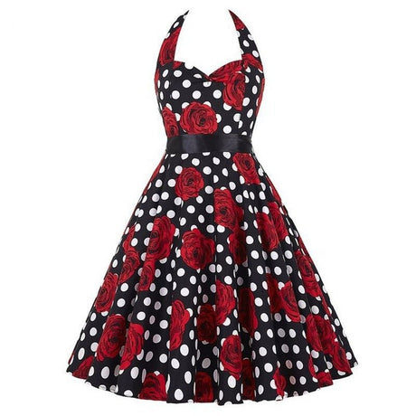 Années 50 Robe Dos Nu Pin Up Imprimée pois - Ma Penderie Vintage
