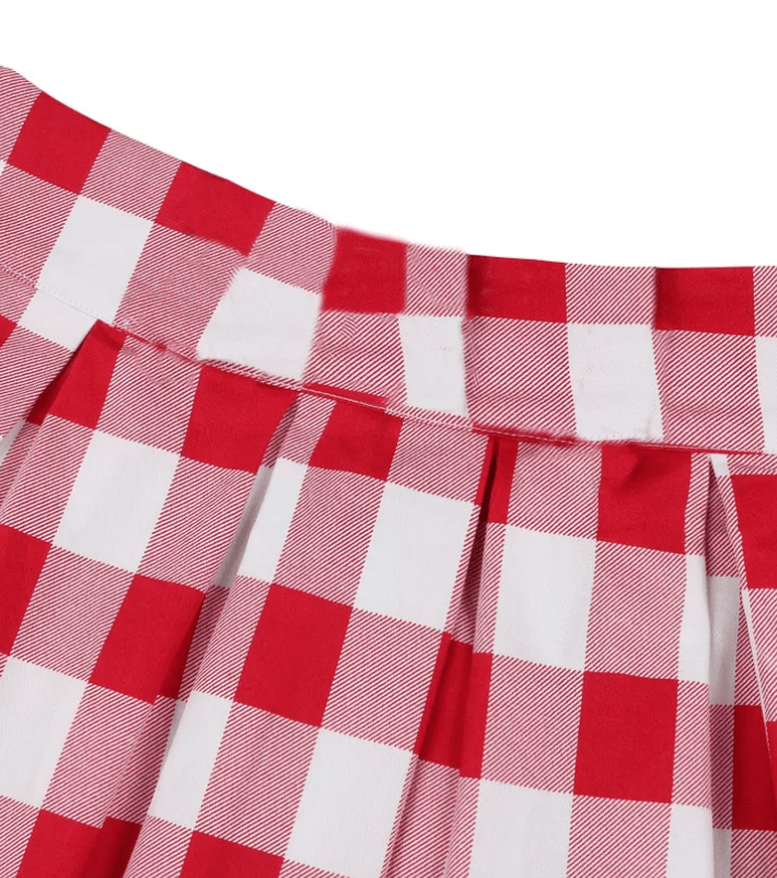 Années 50 Jupe Cercle Imprimée Vichy Rouge - Ma Penderie Vintage