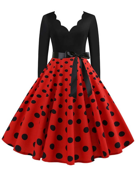 Années 50 Robe Évasée Rétro À Pois Lucille - Ma Penderie Vintage
