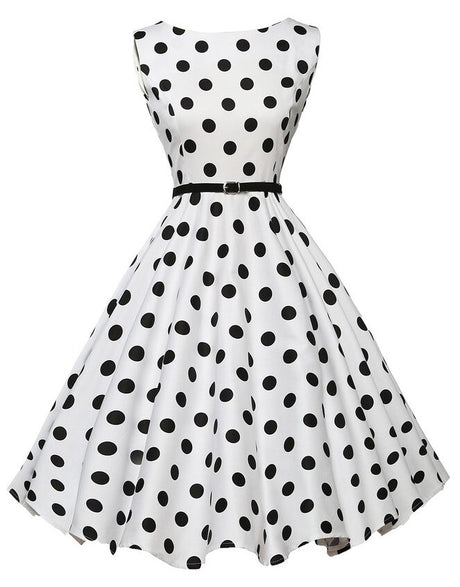 Années 50 Robe Évasée Pin Up Bettie Page Imprimé À pois - Ma Penderie Vintage