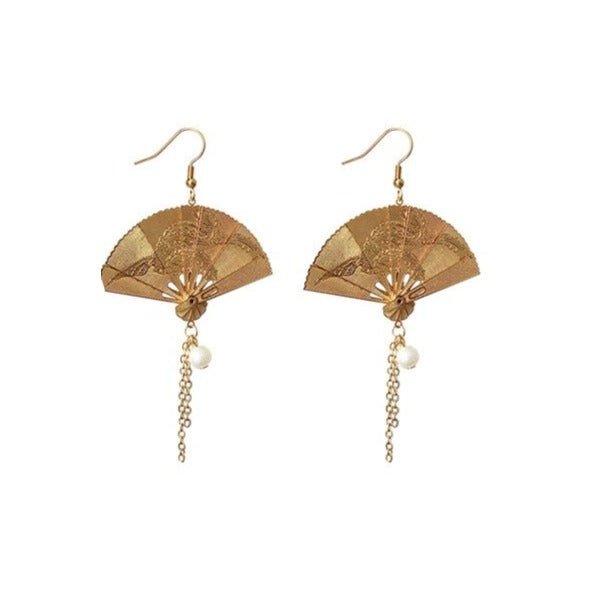 Années 30 Boucles d'Oreilles Éventail Dynasty - Ma Penderie Vintage
