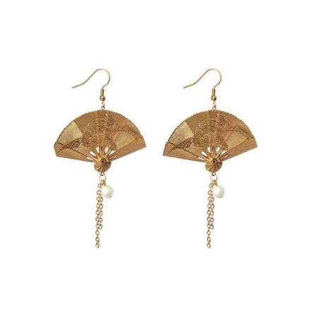 Années 30 Boucles d'Oreilles Éventail Dynasty - Ma Penderie Vintage