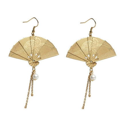 Années 30 Boucles d'Oreilles Éventail Dynasty - Ma Penderie Vintage