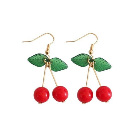 Années 40 Boucles d'Oreilles Rétro Cerise Bakélite - Ma Penderie Vintage