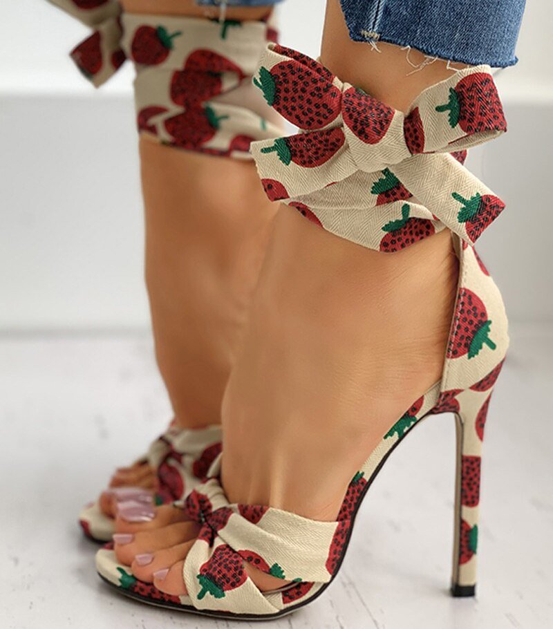 Années 50 Sandales Été Pin Up Imprimé Fruits - Ma Penderie Vintage