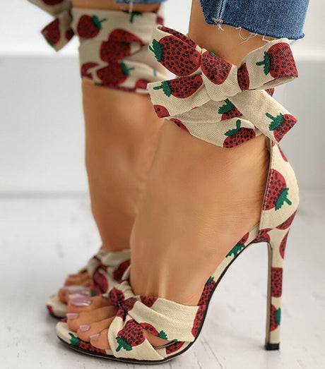 Années 50 Sandales Été Pin Up Imprimé Fruits - Ma Penderie Vintage