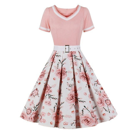 Années 60 Robe Évasée Fleurs Rock A Billy - Ma Penderie Vintage