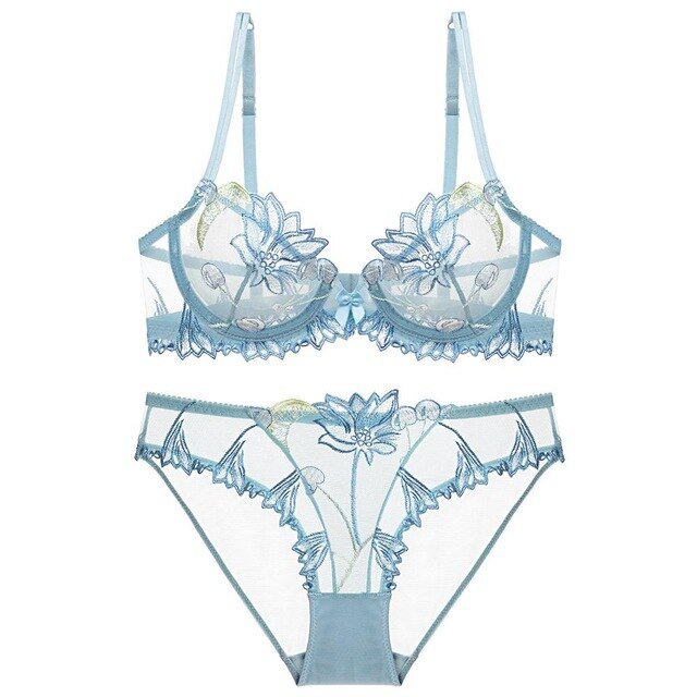 Années 60 Ensemble Soutien - Gorge et Culotte Brodé Cerise - Ma Penderie Vintage