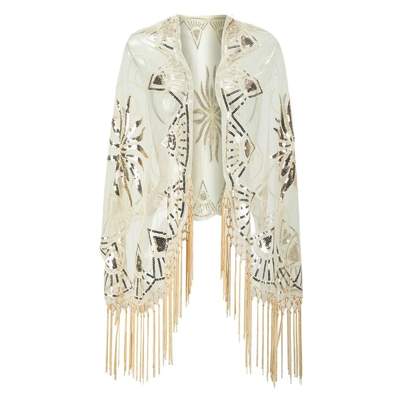 Années 20 Écharpe Châle Art Déco Sequin Gatsby - Ma Penderie Vintage