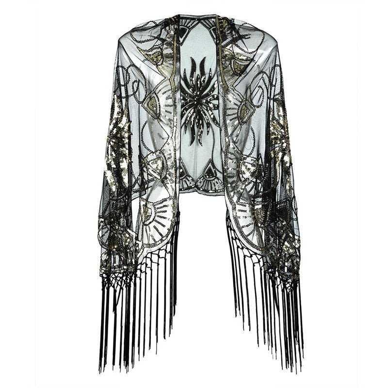 Années 20 Écharpe Châle Art Déco Sequin Gatsby - Ma Penderie Vintage