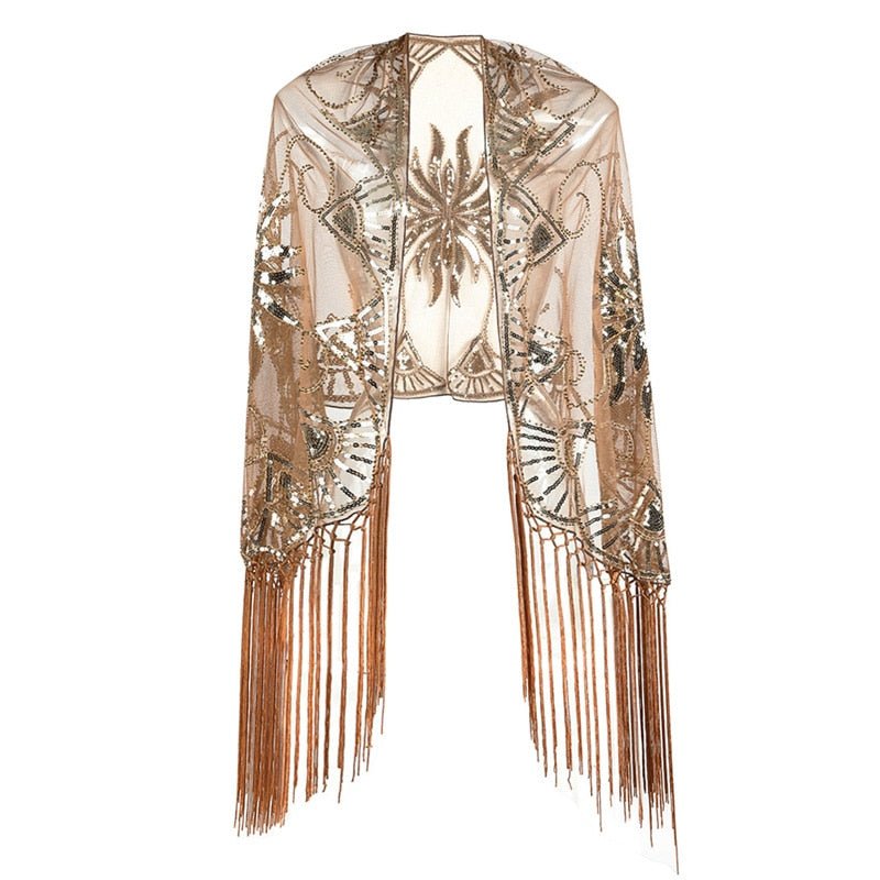 Années 20 Écharpe Châle Art Déco Sequin Gatsby - Ma Penderie Vintage