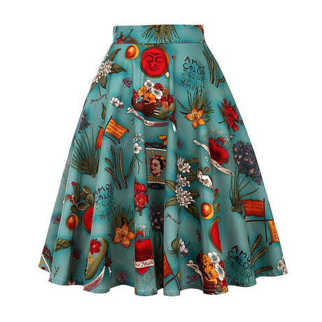 Années 50 Jupe Cercle Imprimée Frida - Ma Penderie Vintage