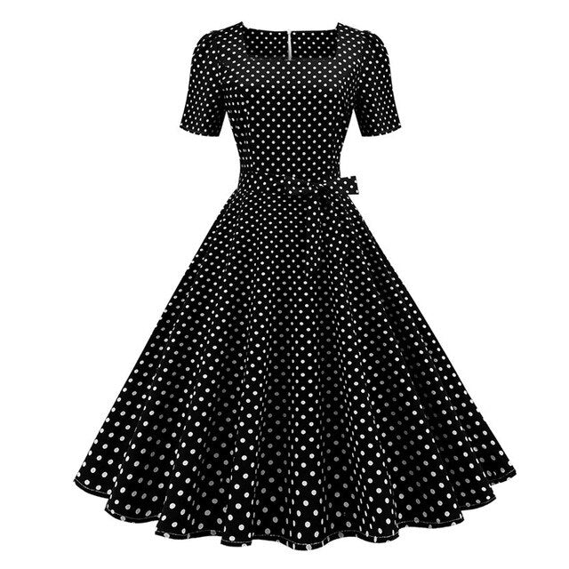 Années 50 Robe Col Carré À Pois Lucille - Ma Penderie Vintage