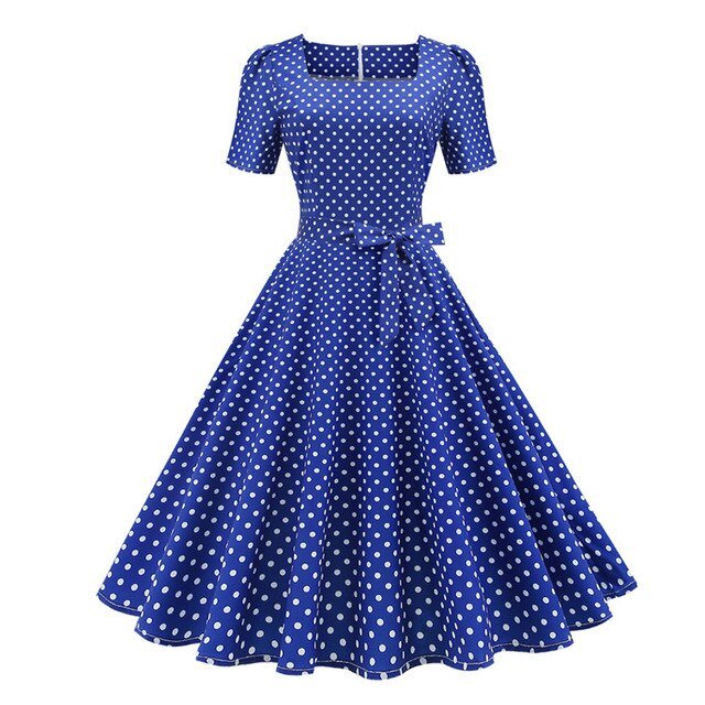 Années 50 Robe Col Carré À Pois Lucille - Ma Penderie Vintage