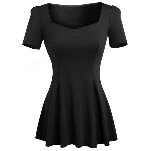 Années 50 Haut Peplum Pin Up Rétro Manches Courtes - Ma Penderie Vintage