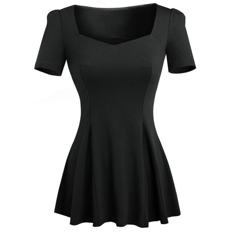 Années 50 Haut Peplum Pin Up Rétro Manches Courtes - Ma Penderie Vintage