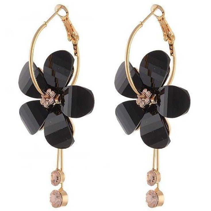 Années 60 Boucles D'oreilles Créoles Fleurs - Ma Penderie Vintage