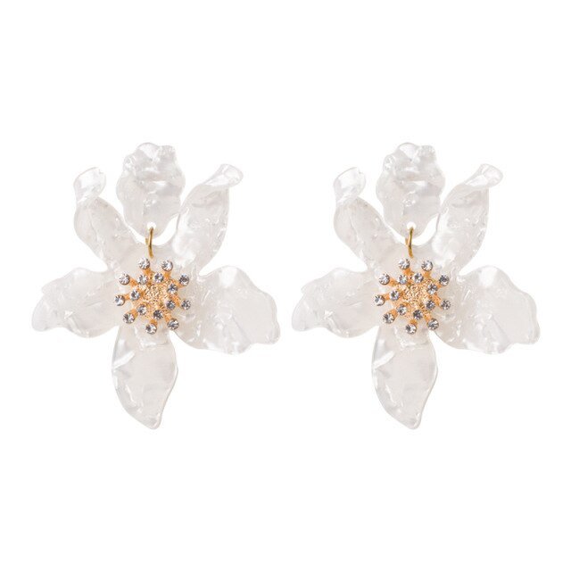 Années 30 Boucles d'Oreilles Fleur Résine Rétro - Ma Penderie Vintage