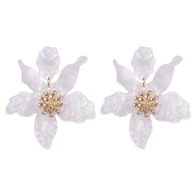 Années 30 Boucles d'Oreilles Fleur Résine Rétro - Ma Penderie Vintage
