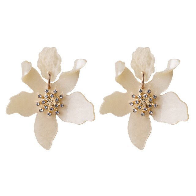 Années 30 Boucles d'Oreilles Fleur Résine Rétro - Ma Penderie Vintage