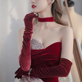 <tc>1950's</tc> Gloves <tc>L</tc>ongs Velvet <tc>Glamour</tc>