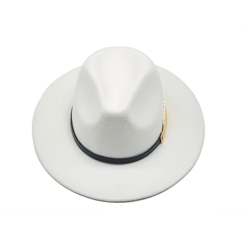 Années 80 Chapeau Vintage Fedora Plume Dorée