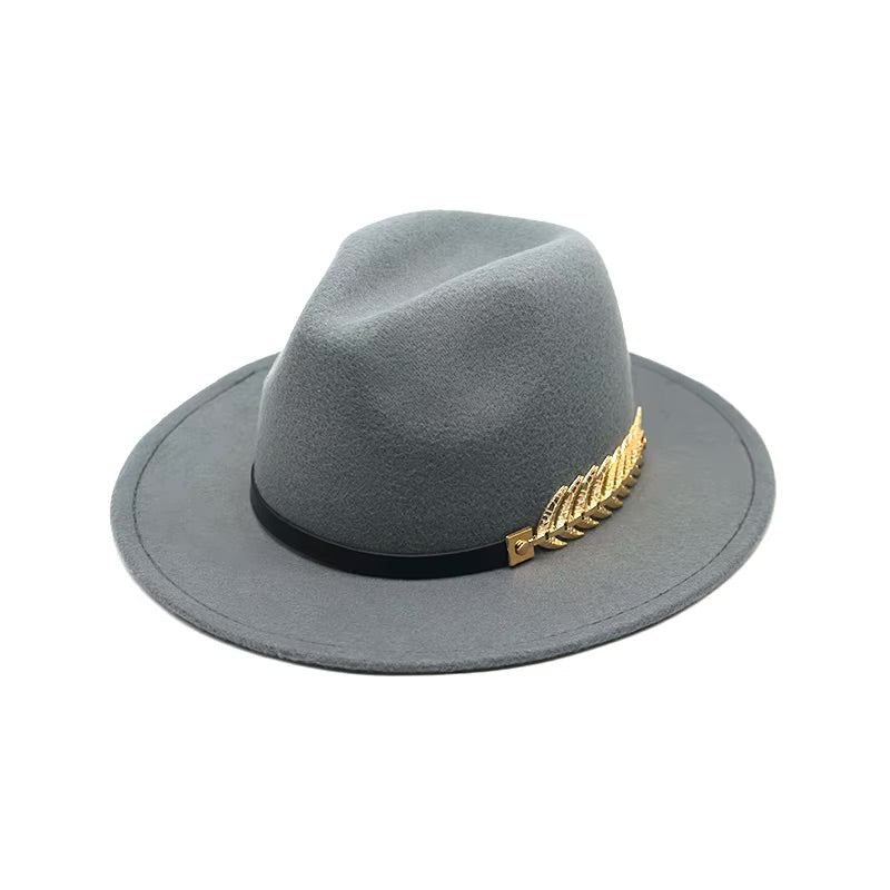 Années 80 Chapeau Vintage Fedora Plume Dorée