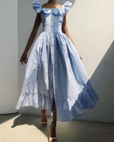 1960's Poplin Ruffled Summer Dress