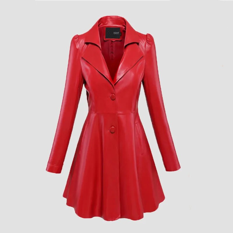 <tc>1950's</tc> Flared Pin Up Synthetic Leather Coat