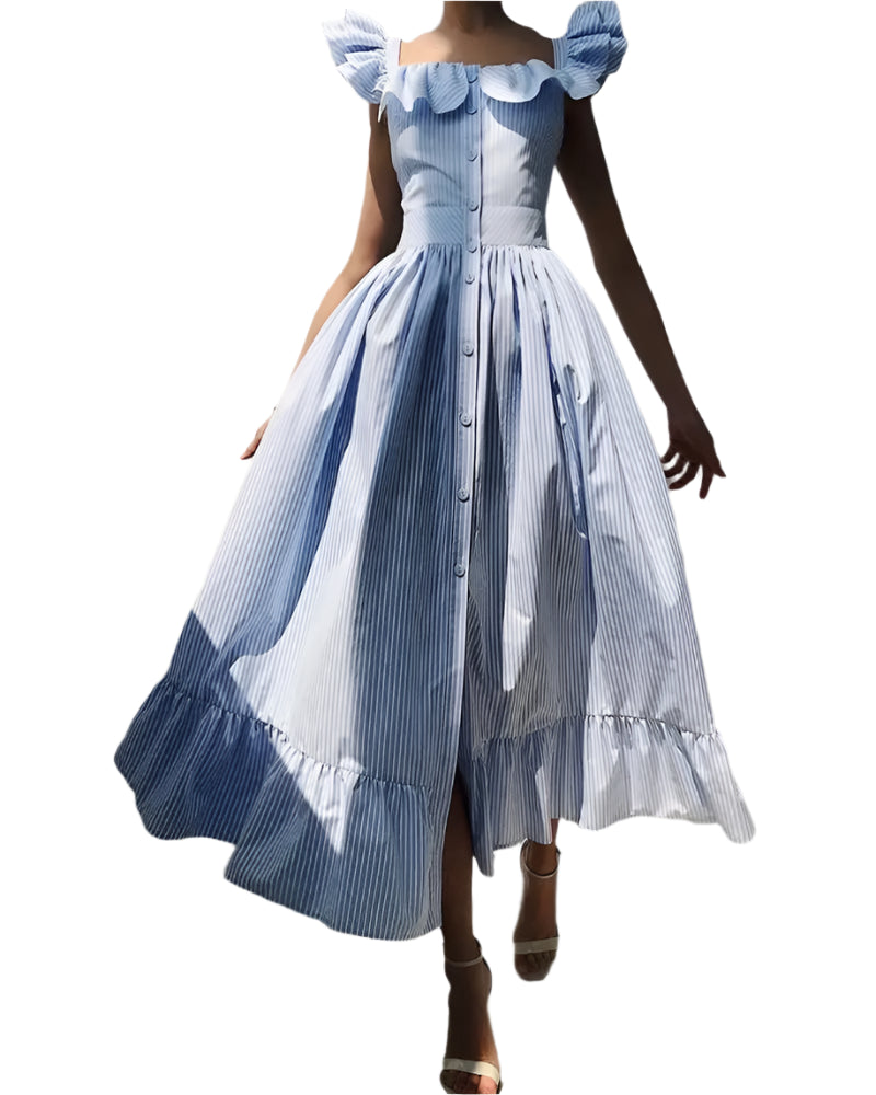 1960's Poplin Ruffled Summer Dress